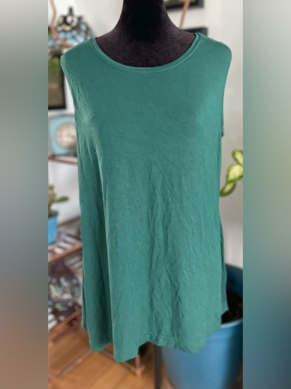 Duluth Trading Green Sleeveless Long Tank Shelf Bra Size Large